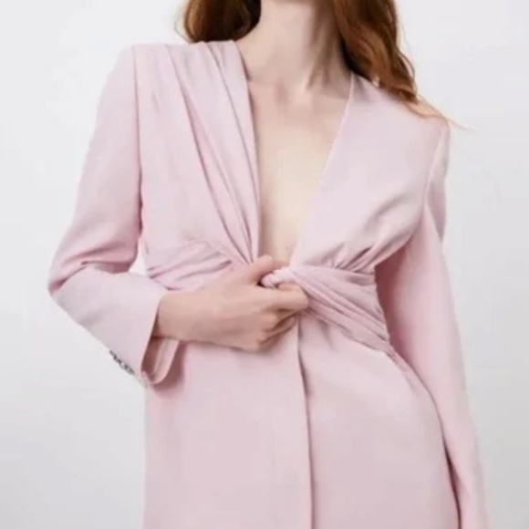 Zara Draped Blazer Dress in Pink - Picture 2 of 4